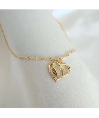 Gold-plated necklace OVAL white stones