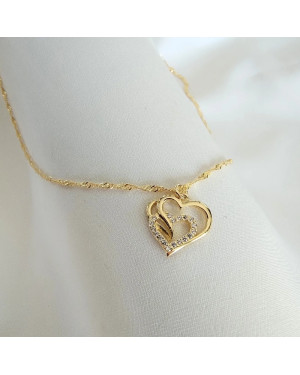 Gold-plated necklace OVAL white stones