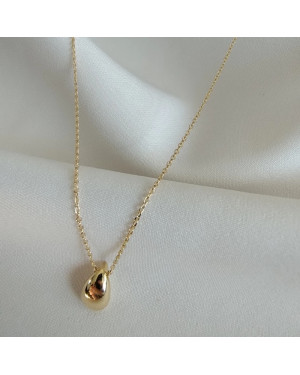 Gold-plated necklace OVAL white stones
