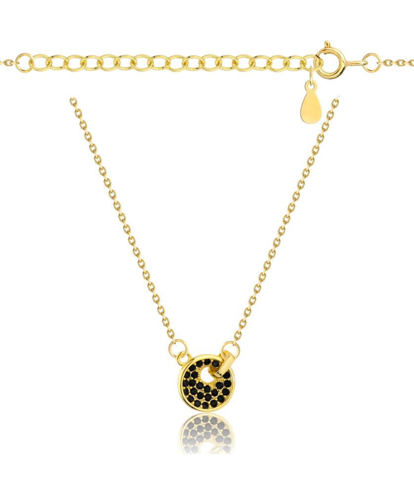 Gold-Plated Silver Necklace with Oval White Stones 45cm