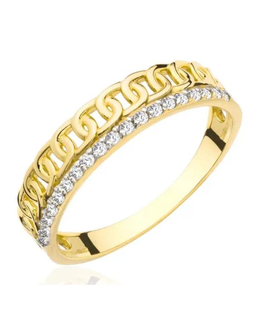 Ring 8k gold chain with cubic zirconia