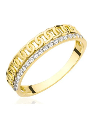 Ring 8k gold chain with cubic zirconia