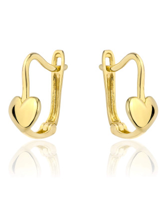 Heart earrings 14k gold for a girl