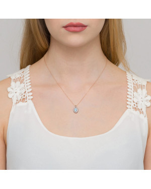 14K Gold Pendant with Diamonds and Pink Topaz 0.50ct