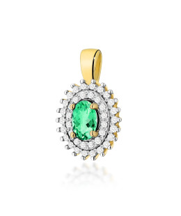 Złota Zawieszka 14k z Diamentami i Rubinem 0,15ct