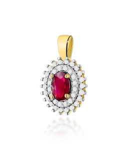 Złota Zawieszka 14k z Diamentami i Rubinem 0,15ct