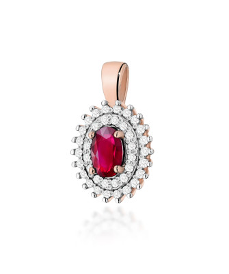 Gold Pendant 14k with Diamonds and Ruby 0.15ct