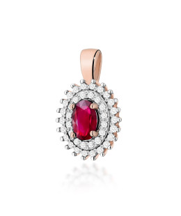 Złota Zawieszka 14k z Diamentami i Rubinem 0,15ct