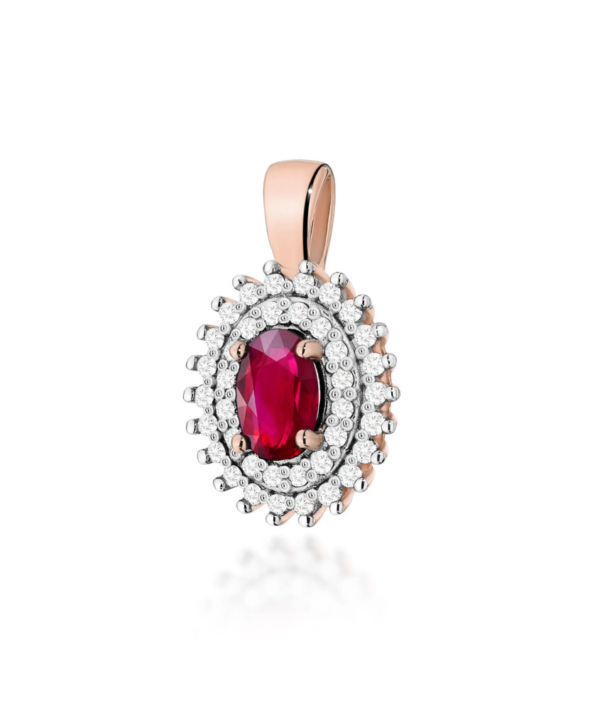 Gold Pendant 14k with Diamonds and Ruby 0.15ct