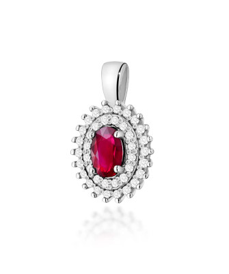 Gold Pendant 14k with Diamonds and Ruby 0.15ct