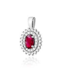 Gold Pendant 14k with Diamonds and Ruby 0.15ct