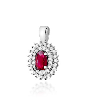 Gold Pendant 14k with Diamonds and Ruby 0.15ct