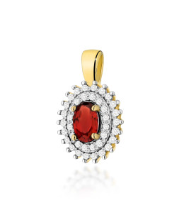 Złota Zawieszka 14k z Diamentami i Rubinem 0,15ct