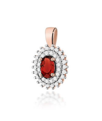 Gold Pendant 14k with Diamonds and Ruby 0.15ct