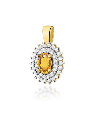 Złota Zawieszka 14k z Diamentami i Rubinem 0,15ct