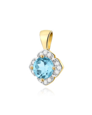 Złota Zawieszka 14k z Diamentami i Rubinem 0,15ct