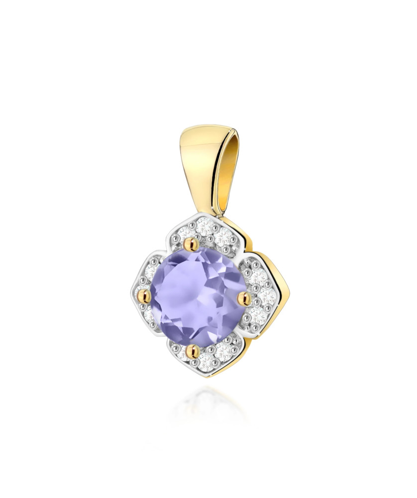 Złota Zawieszka 14k z Diamentami i Rubinem 0,15ct