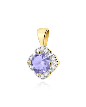Złota Zawieszka 14k z Diamentami i Rubinem 0,15ct