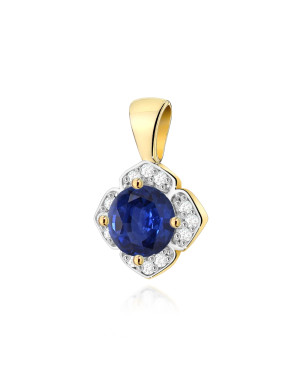Złota Zawieszka 14k z Diamentami i Rubinem 0,15ct