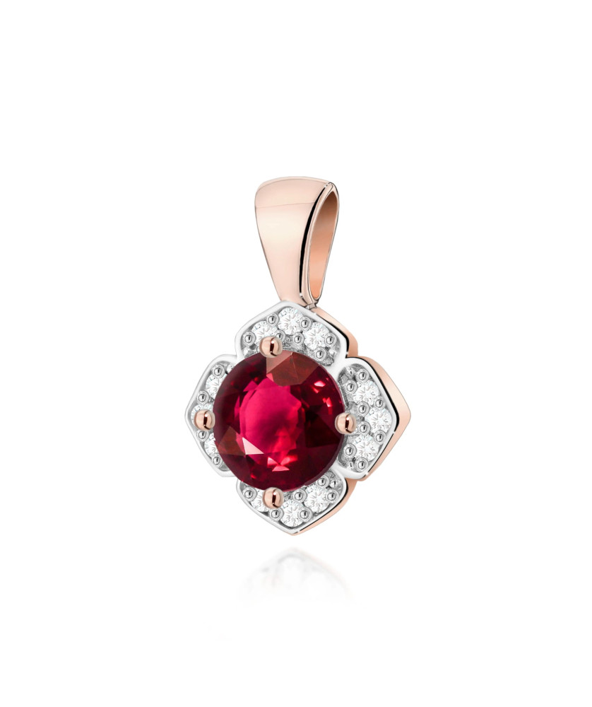 Złota Zawieszka 14k z Diamentami i Rubinem 0,15ct