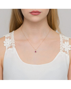 Gold Pendant 14k with Diamonds and Ruby 0.15ct
