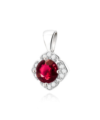 14K Gold Pendant with Diamonds and Ruby 0.15ct