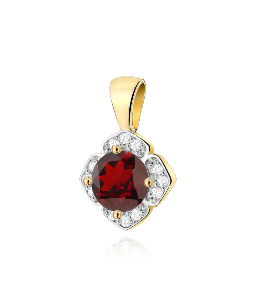 Złota Zawieszka 14k z Diamentami i Rubinem 0,15ct