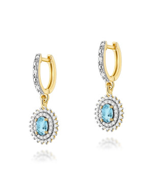 Gold flower earrings 14k with 0.20ct diamond