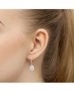 Gold flower earrings 14k with a 0.20ct diamond