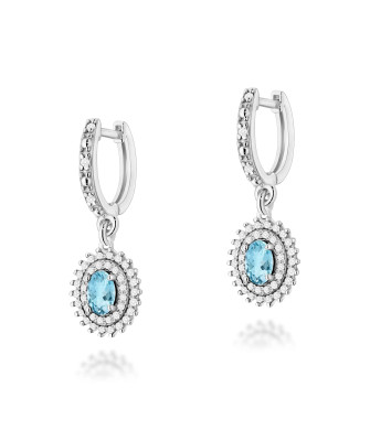 Gold flower earrings 14k with 0.20ct diamond