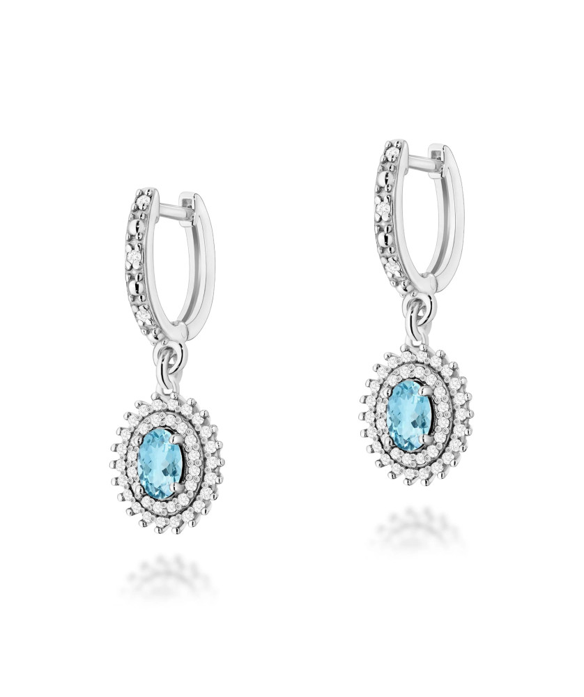 Gold flower earrings 14k with 0.20ct diamond