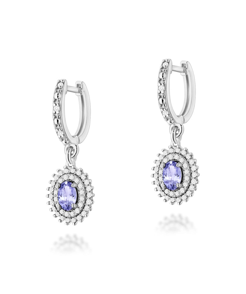 Gold flower earrings 14k with 0.20ct diamond