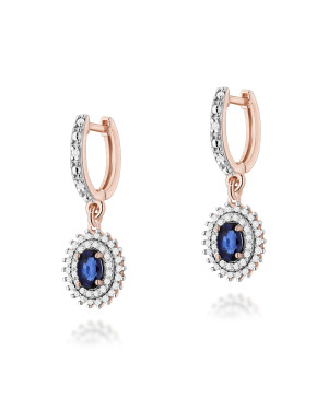 Gold flower earrings 14k with 0.20ct diamond