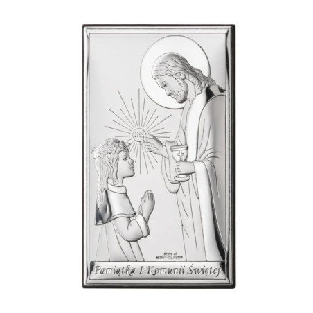 A silver picture communion souvenir for a girl