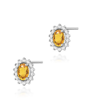 14k gold flower earrings with 0.20ct diamond