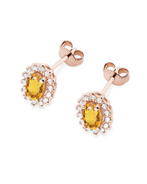 Gold flower earrings 14k with 0.20ct diamond