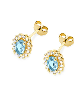 Gold flower earrings 14k with 0.20ct diamond