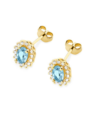 Gold flower earrings 14k with 0.20ct diamond