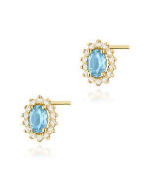 Gold flower earrings 14k with 0.20ct diamond