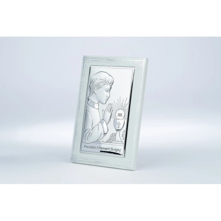 Original communion souvenirs for a boy, silver (WHITE WOOD)