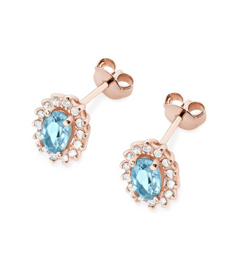 Gold flower earrings 14k with 0.20ct diamond