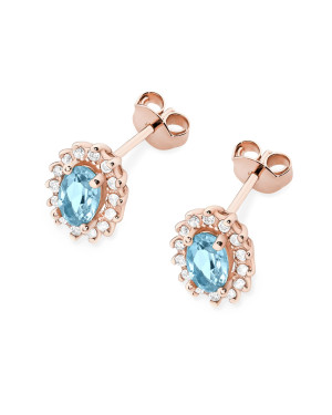 Gold flower earrings 14k with 0.20ct diamond