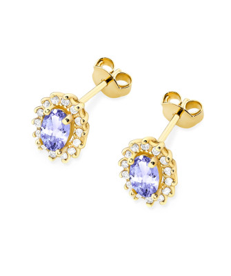 Gold flower earrings 14k with 0.20ct diamond