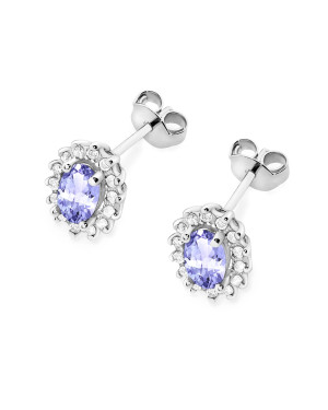 Gold flower earrings 14k with 0.20ct diamond