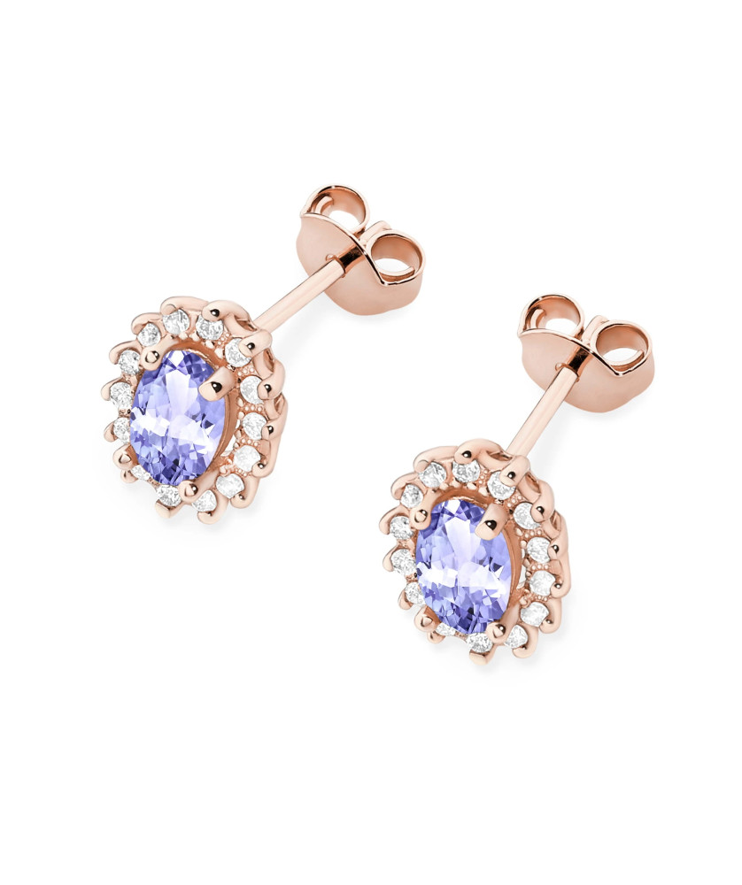 Gold flower earrings 14k with 0.20ct diamond