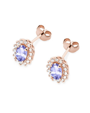 Gold flower earrings 14k with 0.20ct diamond