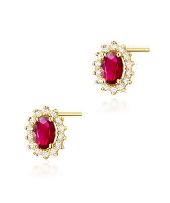 Gold flower earrings 14k with 0.20ct diamond