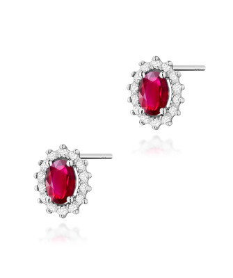 Gold flower earrings 14k with 0.20ct diamond