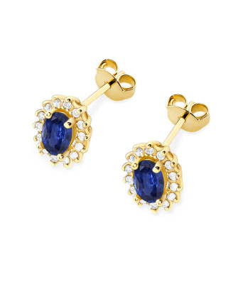 Gold flower earrings 14k with 0.20ct diamond