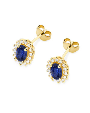 Gold flower earrings 14k with 0.20ct diamond